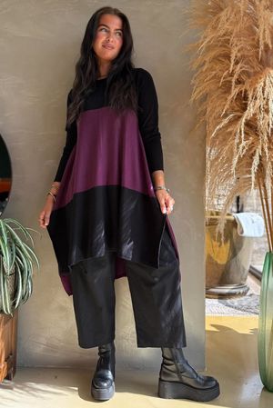 Agata Longline Split Side Knit Blackcurrant